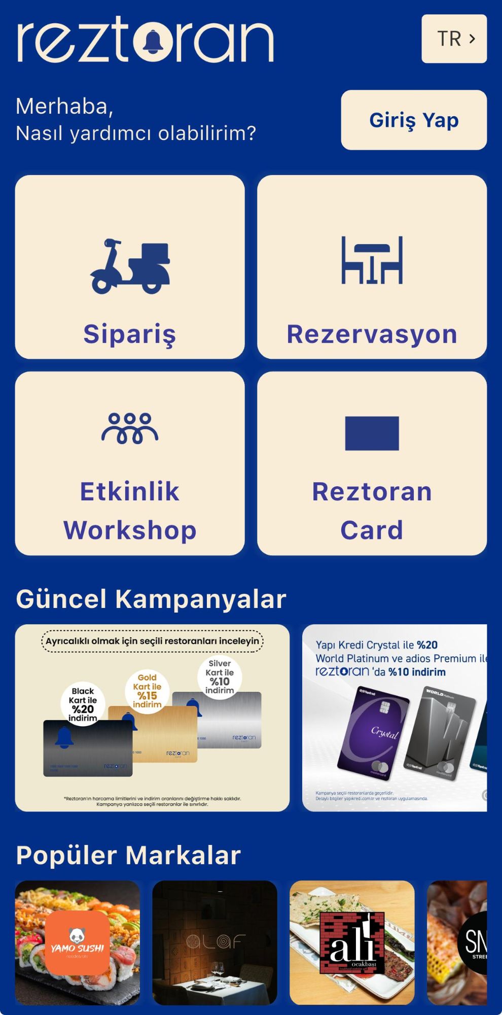 Reztoran uygulaması
